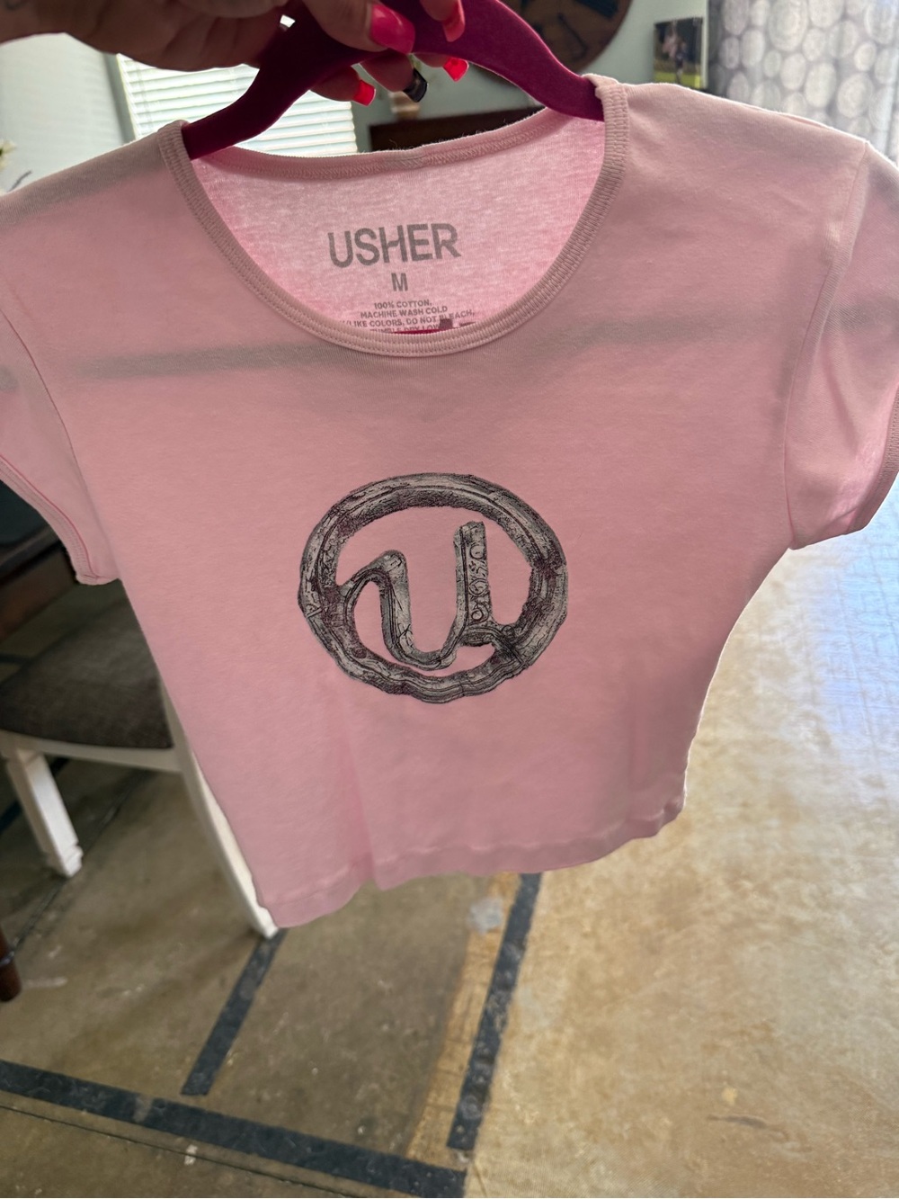 Usher Pink Logo Crop Tee